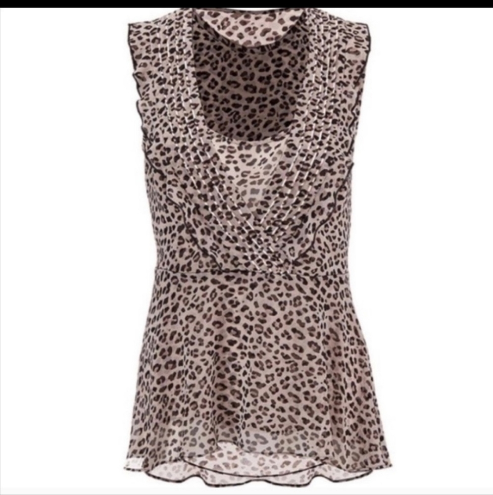 Cabi Flutter Blouse Cheetah Ruffle “S”